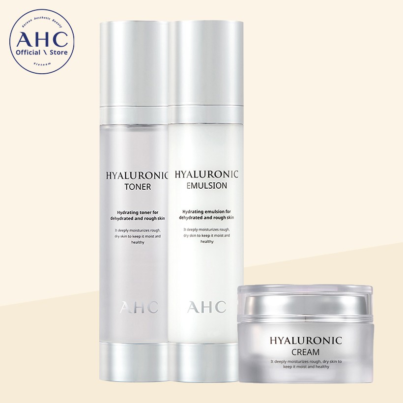 Combo AHC Hyaluronic Emulsion 100ml + AHC Hyaluronic Toner 100ml + AHC Hyaluronic Cream 50ml