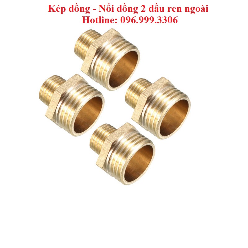 Kép đồng, nối đồng hai đầu ren ngoài bằng đồng thau giá sỉ