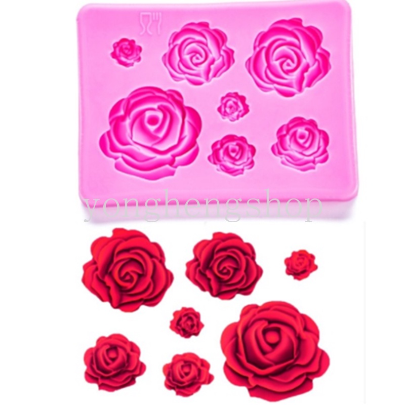 Khuôn Silicone Tạo Hình Hoa Hồng Nở 3D Trang Trí Bánh DIY