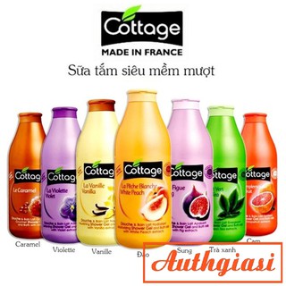Sữa tắm dưỡng da Cottage Pháp Caramel, Orange, Green Tea, Kiwi, Strawberry Mint, Vanilla, Violet và White Peach 750ml