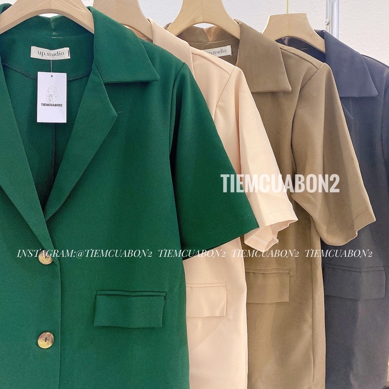 [Mã SKAMFSW175 giảm 10K đơn 50K] Blazer cộc có đệm vai, chất dày dặn lên form chuẩn, Blazer cộc tay độn vai tiemcuabon