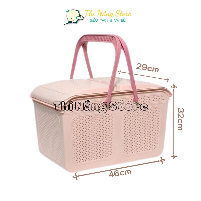 Làn đi sinh nhựa, giỏ đựng quần áo có nắp quai xách Việt Nhật cho mẹ và bé màu sắc nhã nhặn Thị Nắng Store