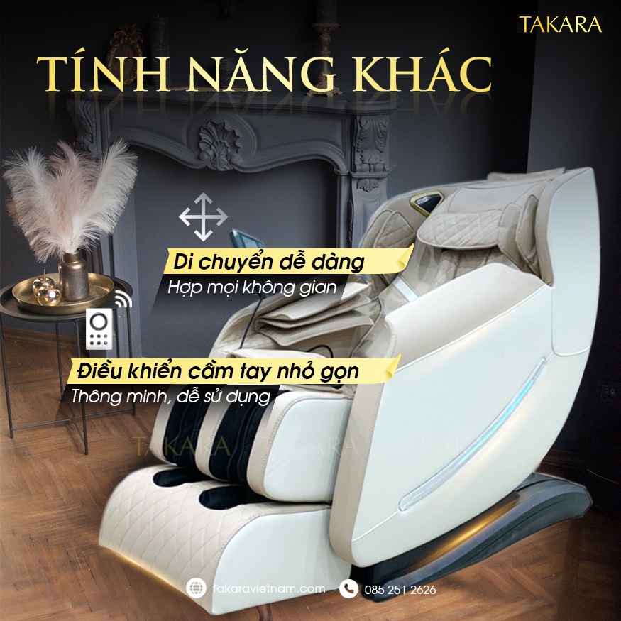 Ghế Massage Toàn Thân Takara K10 Công Nghệ Nhật, Máy Matxa Với Con Lăn Di Động BH 5 Năm