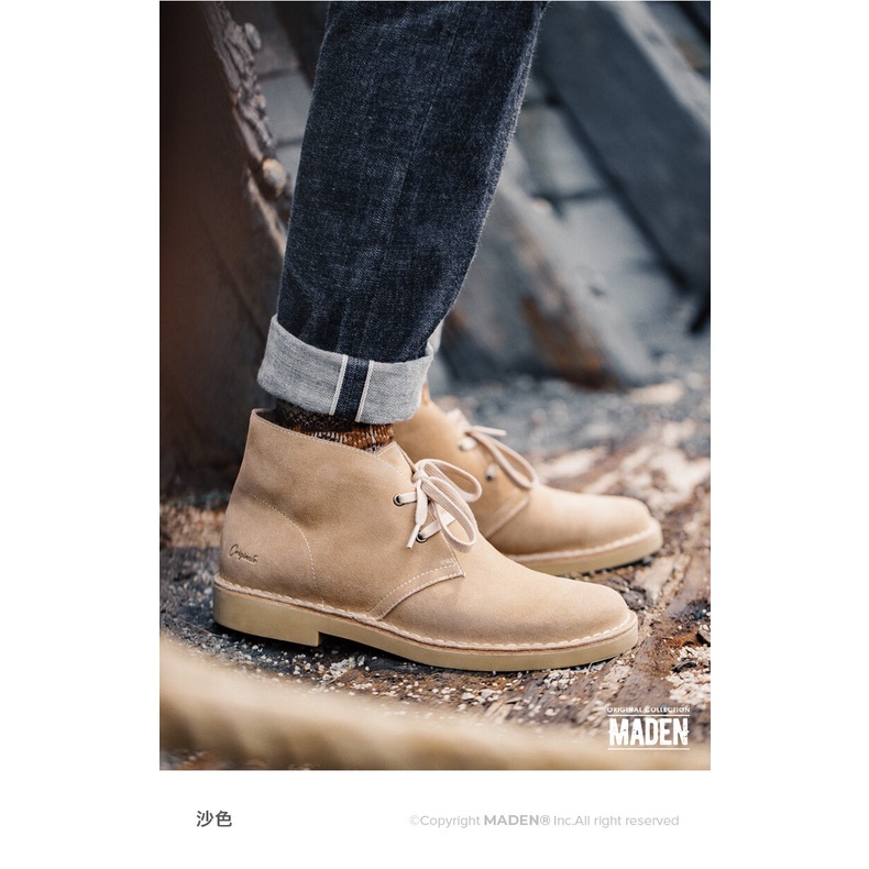 Giày bốt da MADEN thời trang cổ điển phong cách Anh quốc cho nam