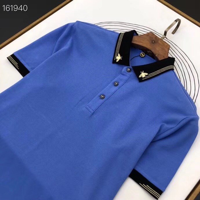 Original 2021 Latest  Men's Short Sleeves Blue Polo Shirts Size: M-3XL 006524