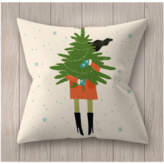 Vỏ gối Merry Christmas trang trí- chất liệu vải - kích thước 45*45cm