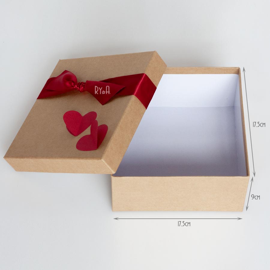 Hộp quà vuông đính nơ, hộp quà tặng sinh nhật, hộp quà tặng 8/3, Valentine (17.5x17.5x9cm)
