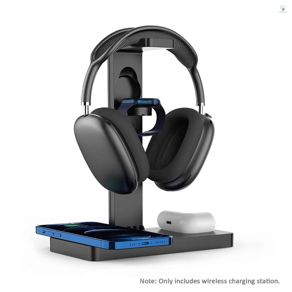 Đế Sạc Nhanh Không Dây 4 Trong 1 Có Giá Đỡ Tai Nghe Cho Apple iWatch AirPods 2 / 3 iPhone 12-8 Series