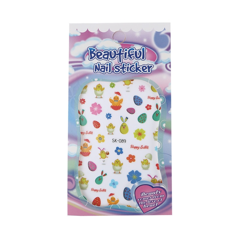 Nhãn Dán Móng Tay Tự Dính Họa Tiết Thỏ Trứng Hoạt Hình Dễ Thương DIY