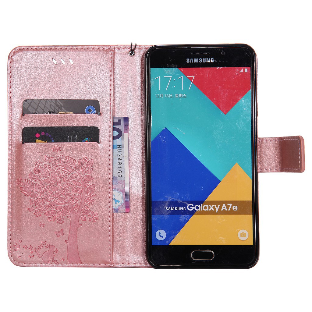 Ốp lưng họa tiết mèo và cây dập nổi dành cho Samsung Galaxy A7 2016 (A710) | BigBuy360 - bigbuy360.vn