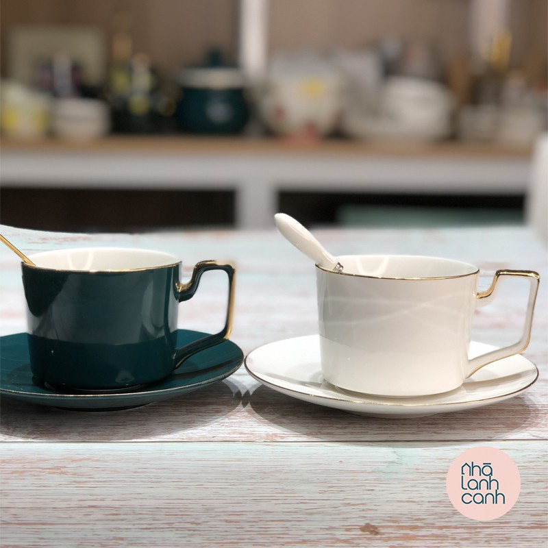 Tách trà 🍃 Tách sứ xương uống trà cà phê phong cách Anh Quốc cổ điển viền mạ vàng cực sang trọng