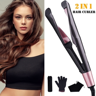 Professional Hair Straightener, Curler, Hair Straightener and Curler, 2-in-1 Flat Iron, Ceramic Hairdressing Equipment