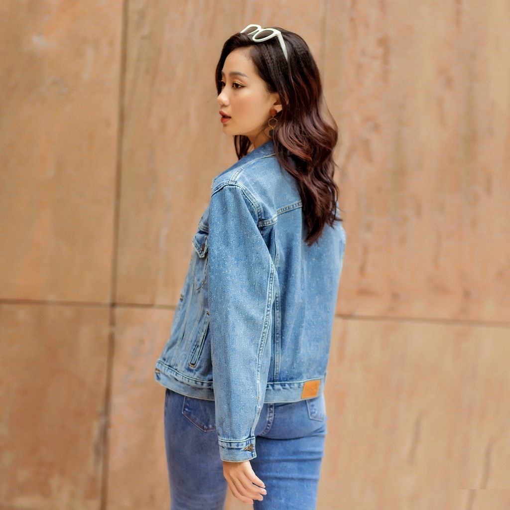 Áo Khoác Jean Nữ Trơn Màu Xanh Đậm Nhạt Aaa Jeans | BigBuy360 - bigbuy360.vn