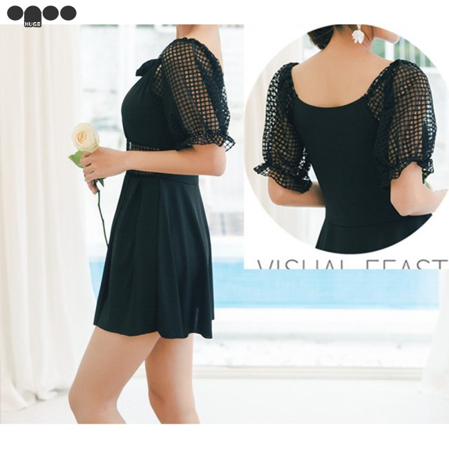Đồ Bơi Nữ Một Mảnh Tay Ngắn Màu Trơn | BigBuy360 - bigbuy360.vn