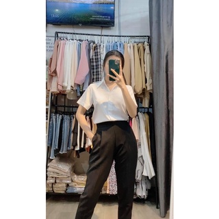 Áo sơ mi trắng đen trơn phom ôm