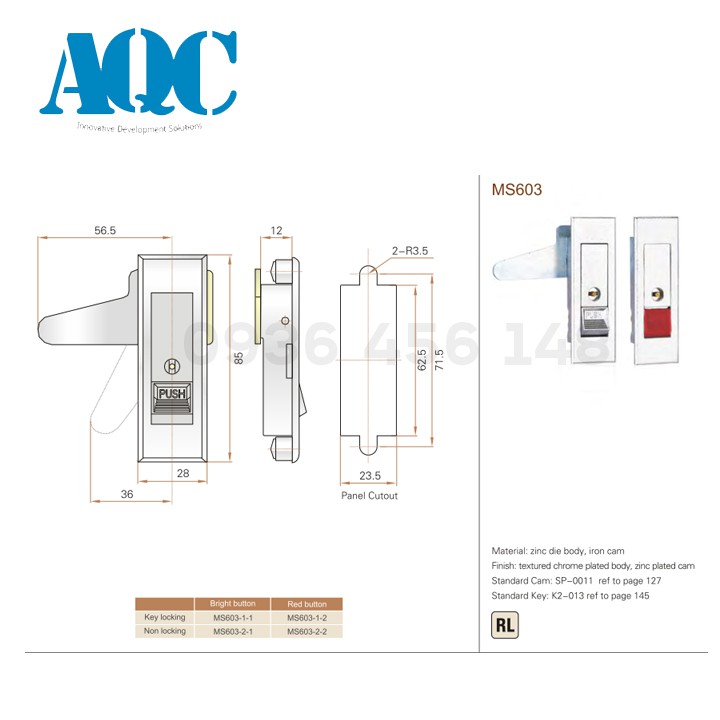 Khóa tủ điện MS603 Không Khóa