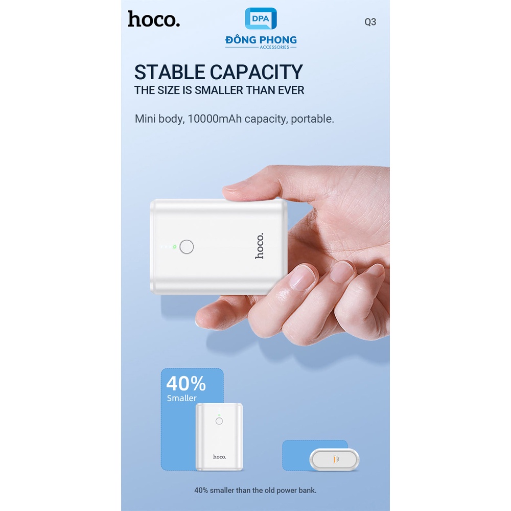 Pin Sạc Dự Phòng Mini Hoco Q3 10000mAh Hỗ Trợ Sạc Nhanh QC3.0 PD 20W