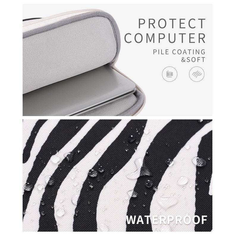 CanvasArtisan Túi đựng máy tính xách tay họa tiết ngựa vằn chống thấm nước cho Macbook Air Pro Thinkpad 11 / 12 / 13 / 14 / 15 Inch