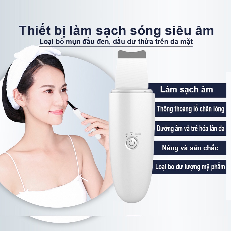 Máy cà da sủi da sóng siêu âm - Máy làm sạch sâu lỗ chân lông - Máy spa thu nhỏ