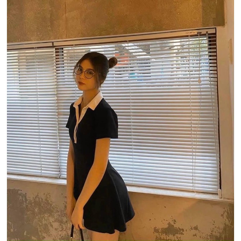 Đầm polo đen viền cổ trắng 🖤 | BigBuy360 - bigbuy360.vn