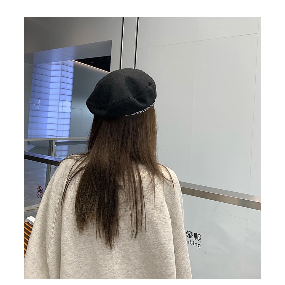 Nón beret viền bo chỉ độc đáo phong cách Retro