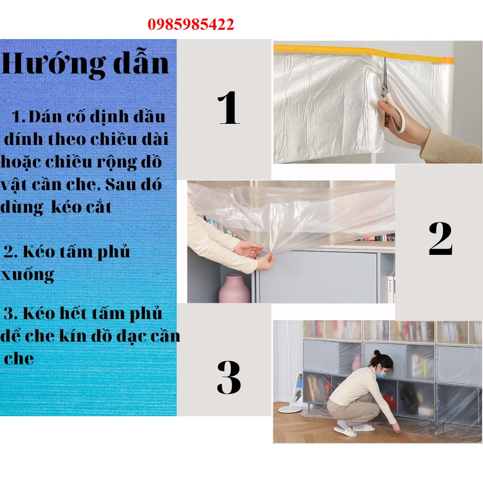 10 cuộn Nylon Che Sơn - nilon che sơn - màn che sơn - nilon che chắn 110cm Cuộn nilong phủ đồ đạc, chống bụi