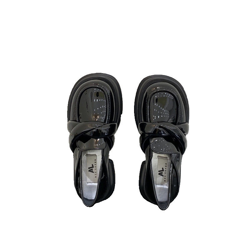 Giày Da Đế Dày Phong Cách Retro Pháp Cho Nữ