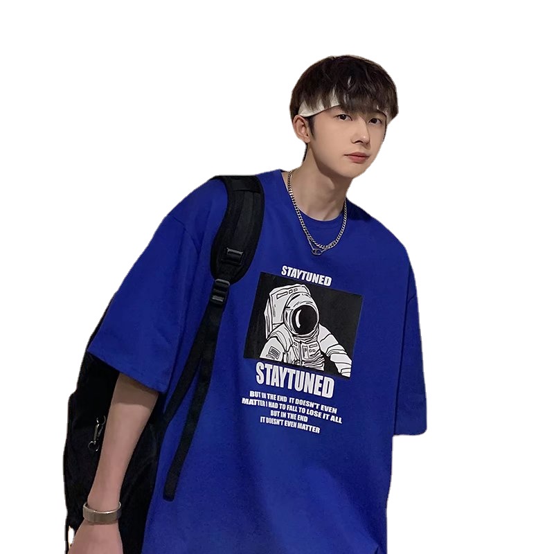Áo Thun Nam Dáng Rộng In Hình Phi Hành Gia Thời Trang Hàn Quốc Size M-8XL