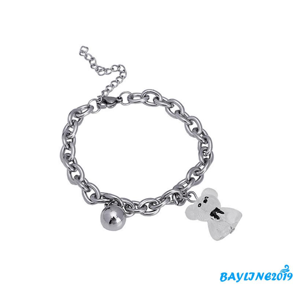 BAY-Charm Bracelet Alloy Cute Bear Pendant Adjustable Bracelet for Women Men Jewelry Accessories Birthday Gift