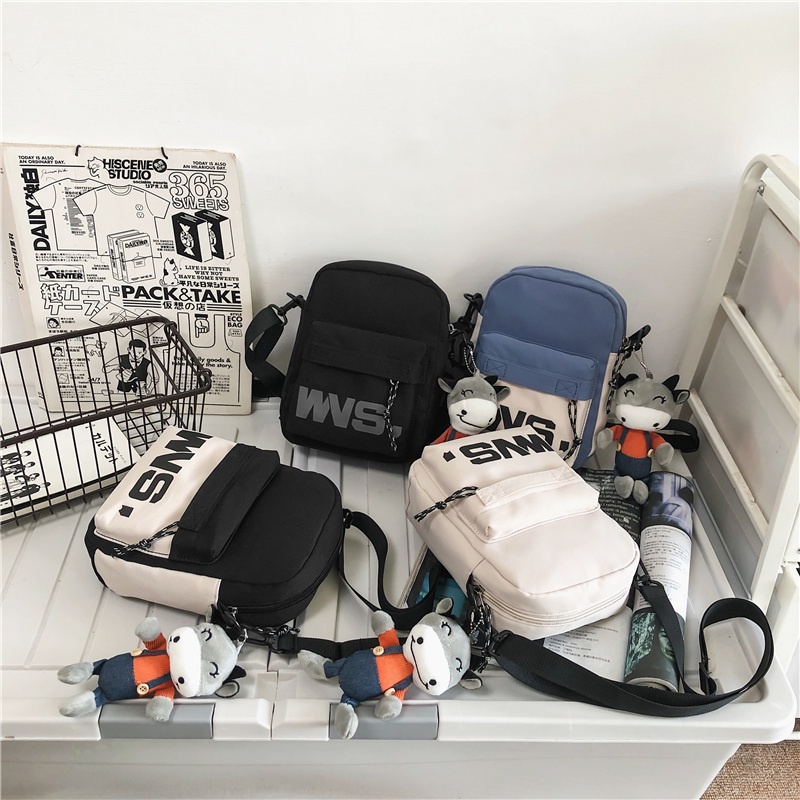 Túi xách đeo chéo vai Prettyzys thời trang học đường Hàn Quốc 2021 cho cặp đôi