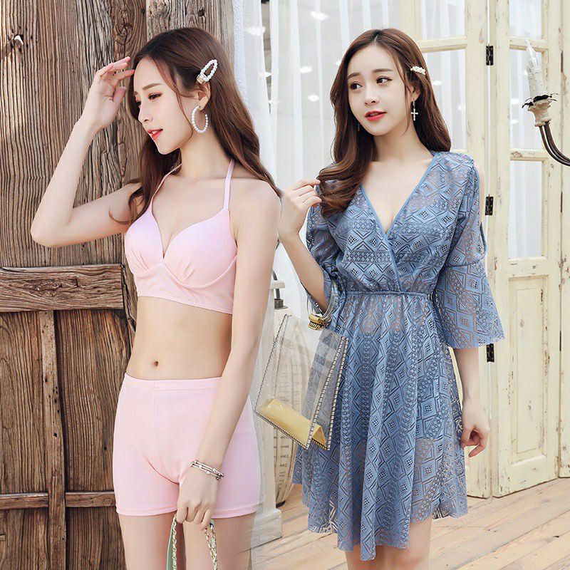 Bộ bơi nữ - sét bơi 3 chi tiếp - kèm áo ren choàng đẹp