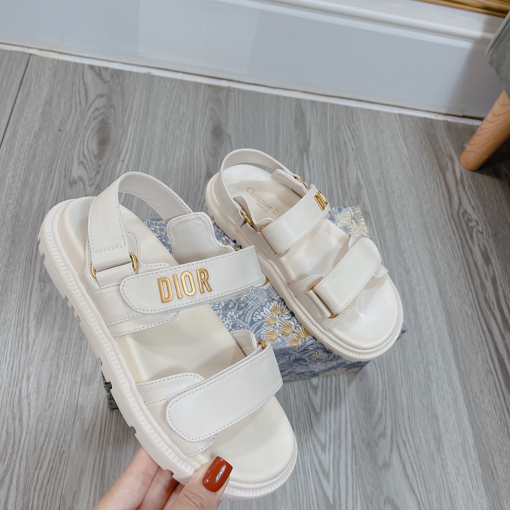 Sandal quai ngang chữ DO màu trắng kem nữ