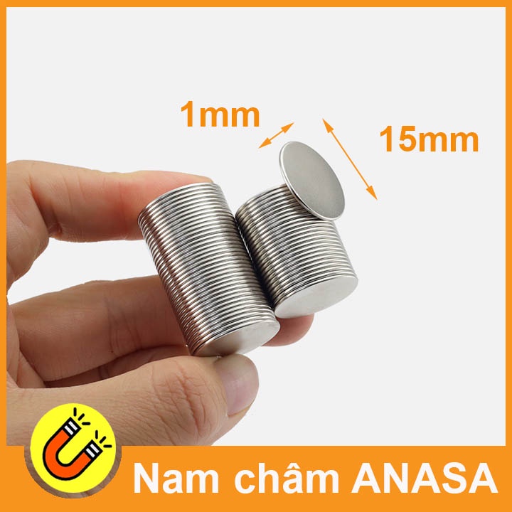 Nam châm trắng đất hiếm tròn 15x1mm siêu hút