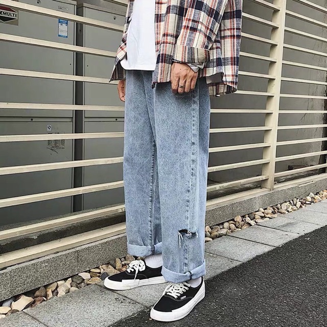 QUẦN BAGGY JEANS ỐNG RỘNG UNISEX NAM NỮ (ảnh chụp thật)