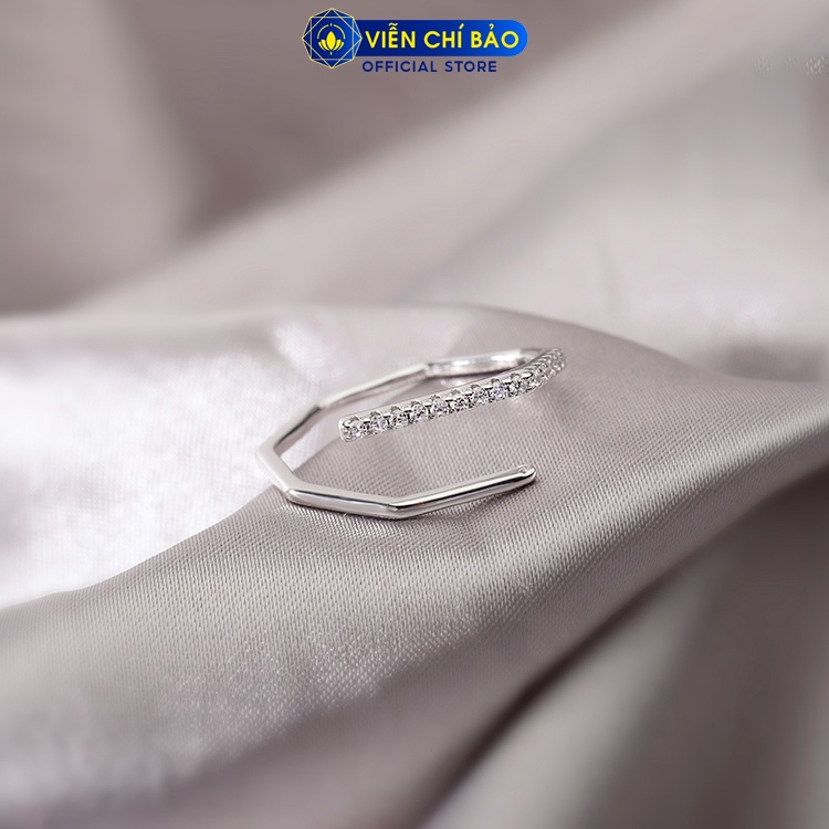 Nhẫn bạc nữ hình chéo đính đá cá tính chất liệu bạc 925 thời trang phụ kiện trang sức nữ Viễn Chí Bảo N400808A-N400753xA