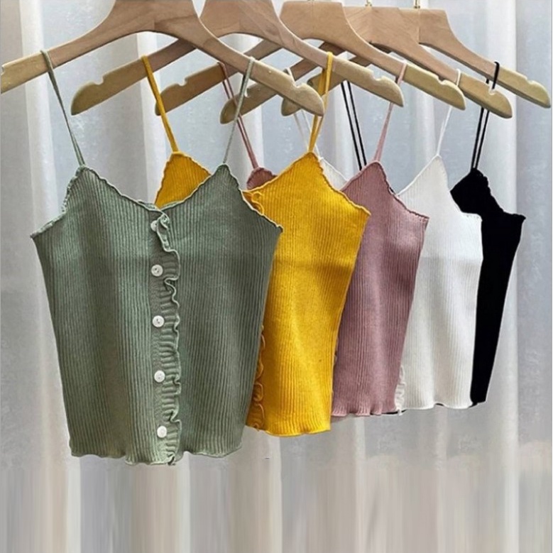 Áo Dệt Kim Hai Dây Dáng Ôm Màu Trơn Thời Trang Mùa Hè Hàn Quốc Dành Cho Bạn Nữ | BigBuy360 - bigbuy360.vn