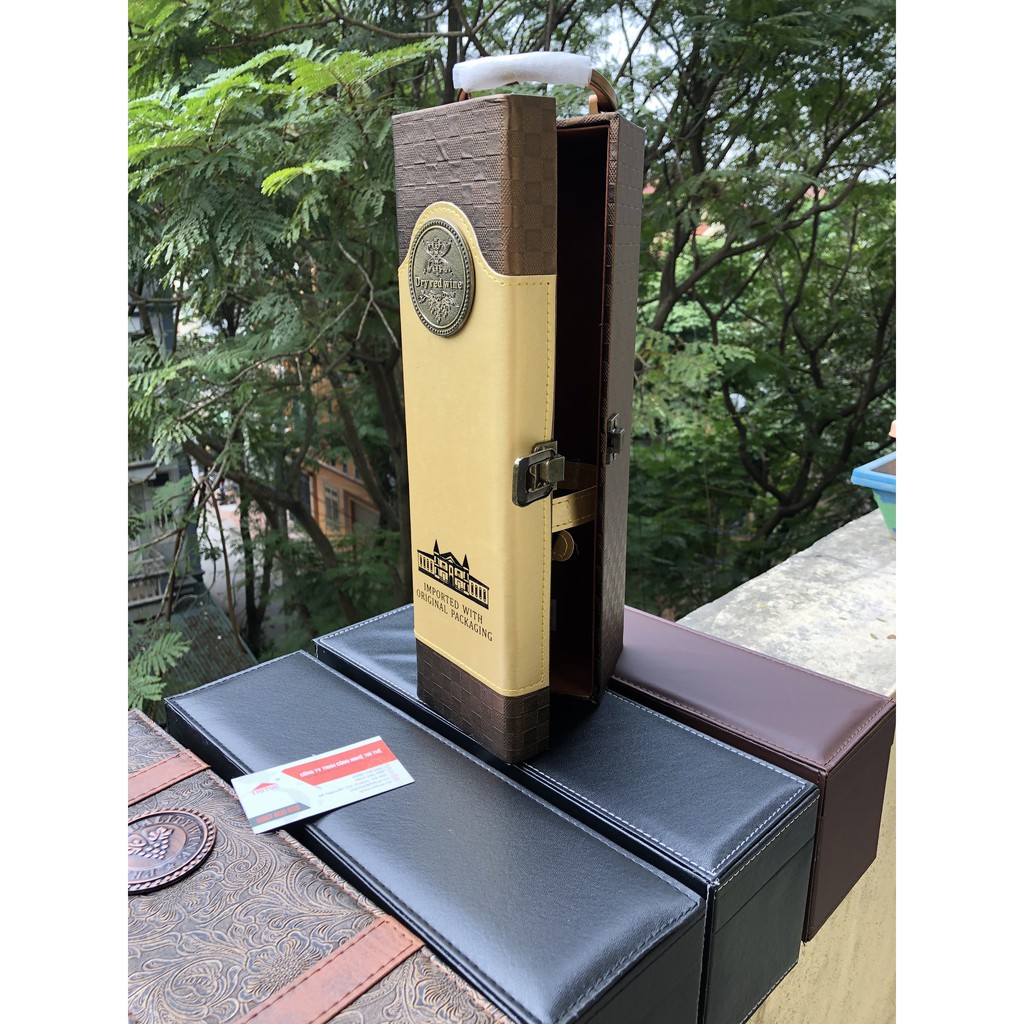 Hộp đựng rượu da đơn- hộp đựng 1 chai rượu vang