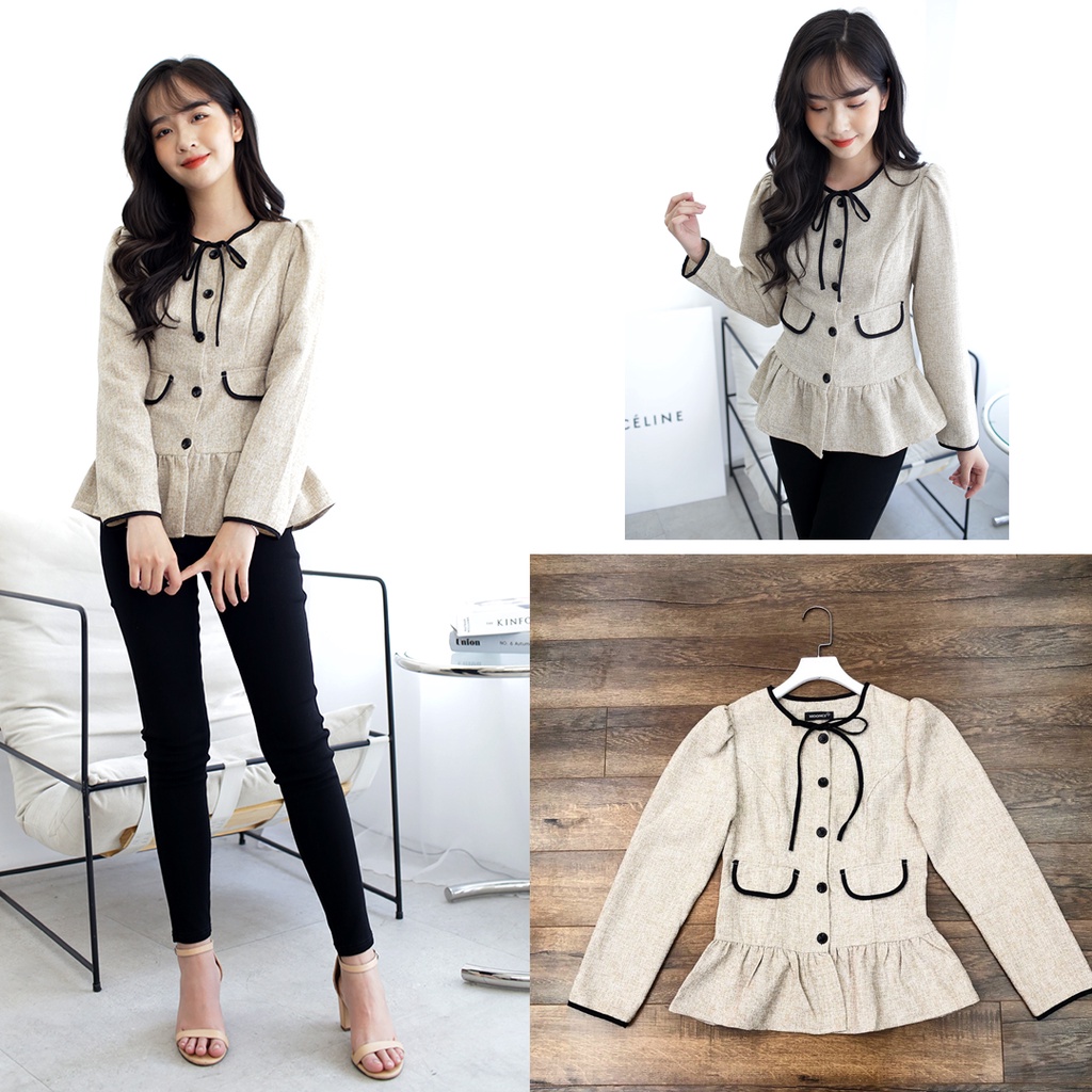 Áo dạ peplum muối tiêu