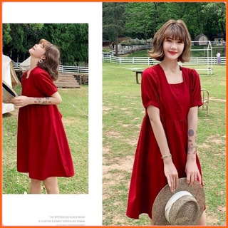 Váy bầu thiết kế công sở dự tiệc mùa hè  BBA363 Đầm bầu dáng suông cổ vuông nhiều màu freesize dưới 70kg