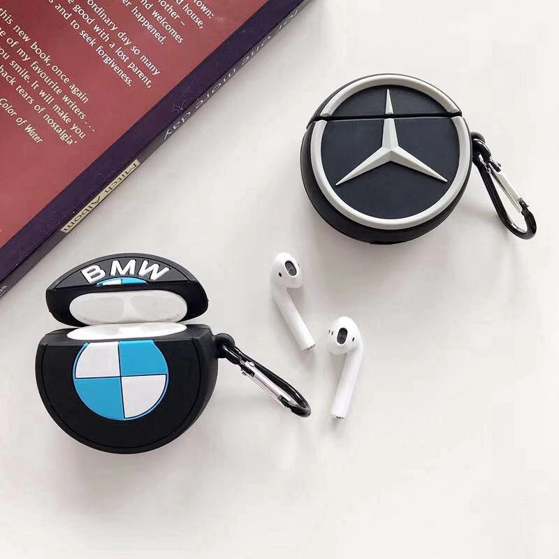 Vỏ bảo vệ tai nghe airpods chống nước / sốc hình logo xe hơi Mercedes-Benz BMW