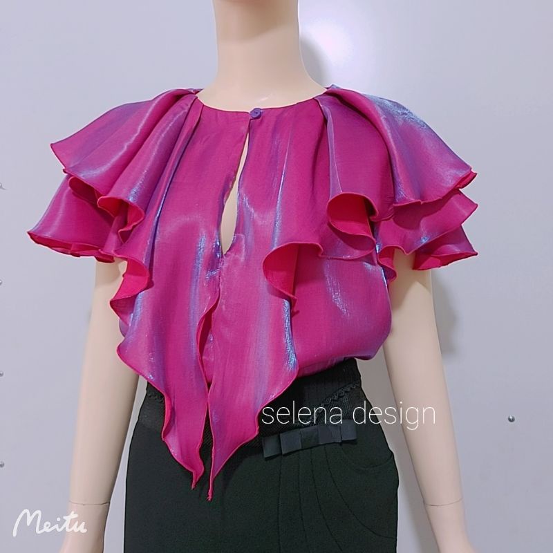 Áo sơ mi nữ cánh tiên lụa 2 da ánh kim