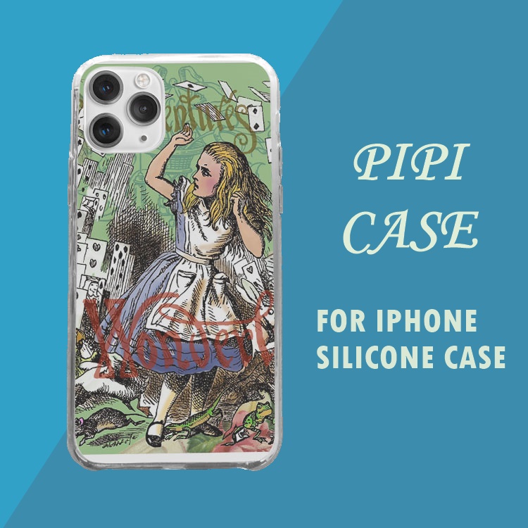 Ốp lưng iphone silicon Alice in wonderland 1 vintage flying cards PAP20210730