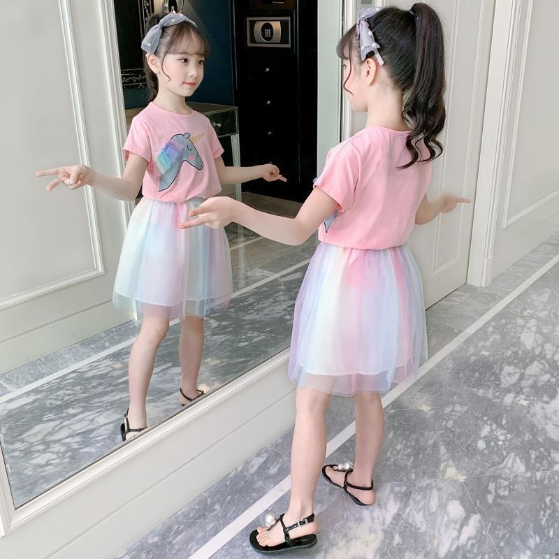 Sét váy cộc tay phối chân cầu vồng hoạ tiết ngựa Pony cho bé gái (Cao 110-160cm, nặng 14-40kg) N00961