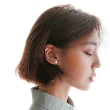 Bông tai mạ bạc 925 hình vuông đơn giản dễ phối đồ cho nữ