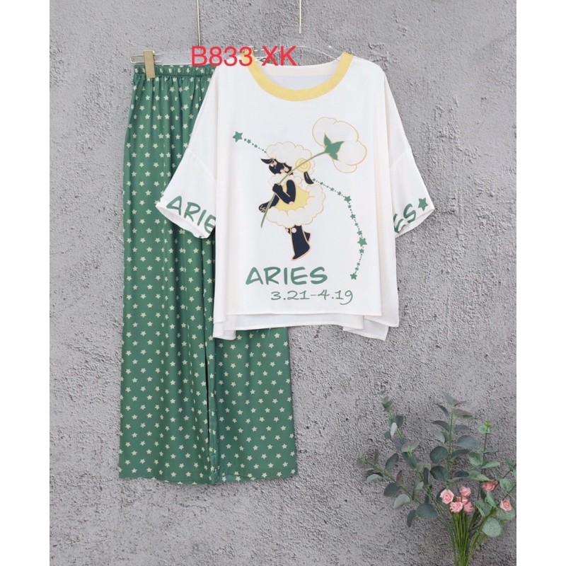 Bộ lụa cổ tròn hình ba cô gái lụa 3