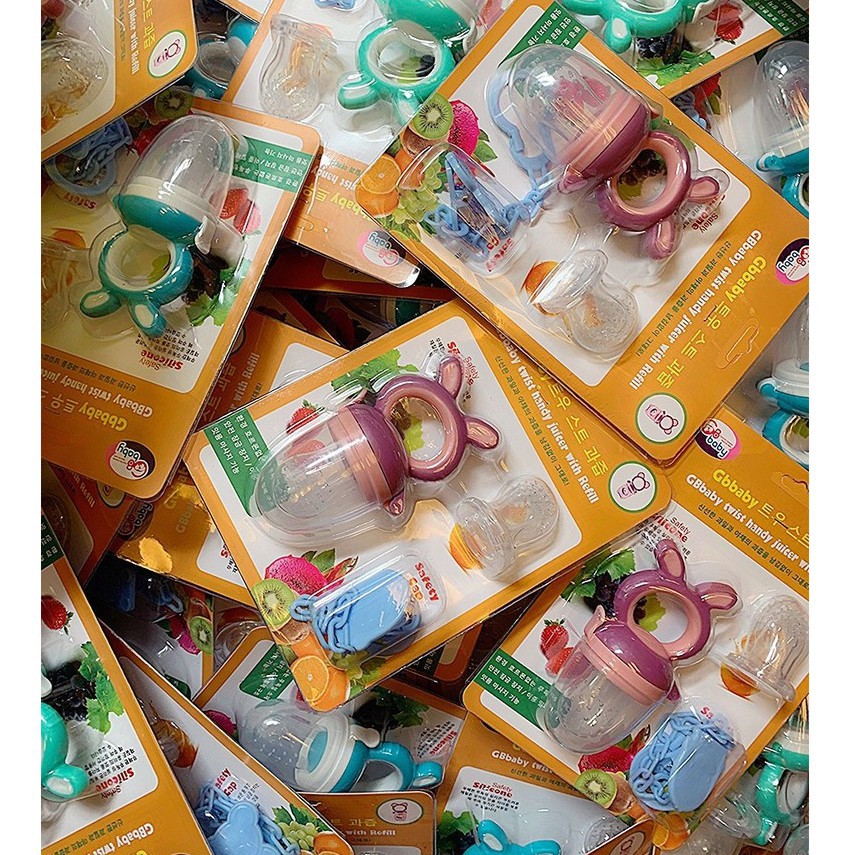 Túi nhai ăn dặm chống hóc 3 giai đoạn GB Baby Hàn Quốc kèm dây đeo cho bé