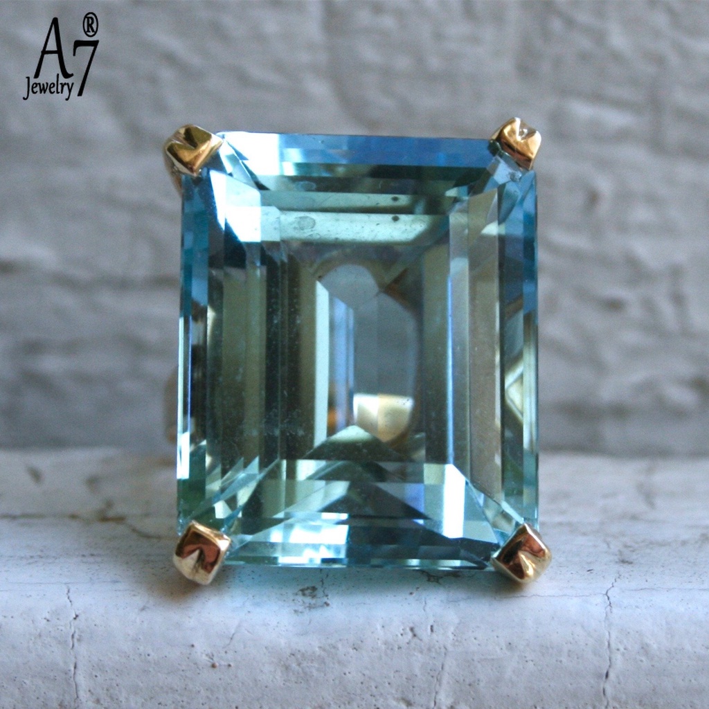 Nhẫn bạc S925 đính đá Topaz xanh navy phong cách thời trang cho nữ