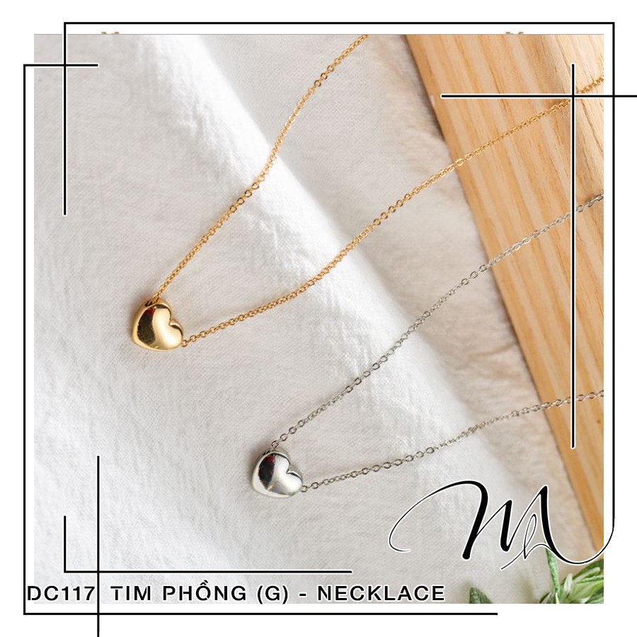 Dây chuyền nữ Titan đơn giản mặt trái tim phồng dễ thương - Măng’s House DC117