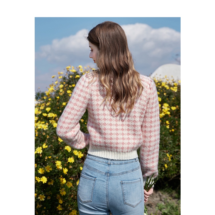 DUNEA Áo sweater Cổ Tròn In Hình Trái Tim Xinh Xắn Cho Nữ