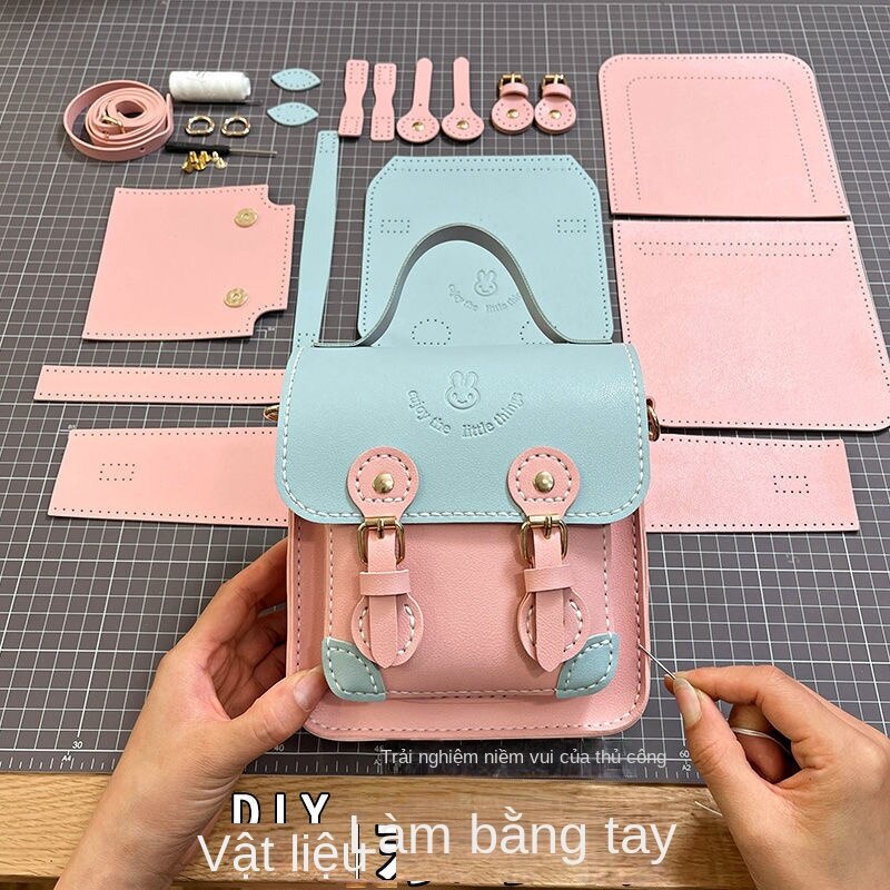 [DIY tự làm] Túi dệt tay tự làm cho phụ nữ, túi vuông nhỏ đeo chéo một vai hợp thời trang mới năm 2022, túi chất liệu tự làm, quà tặng cho bạn gái